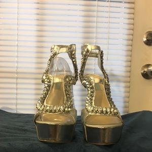 Silver Betsy Johnson T-strap platform